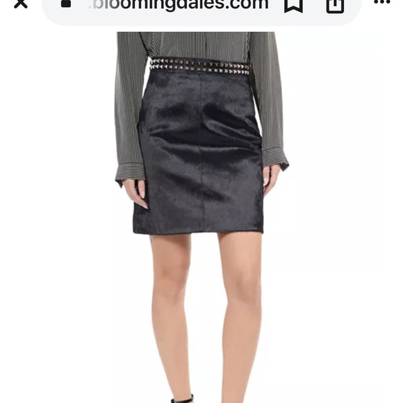 The Kooples- Stud-Embellished Calf Hair Leather Mini- jupe en cuir boutons - XS - Picture 4 of 10